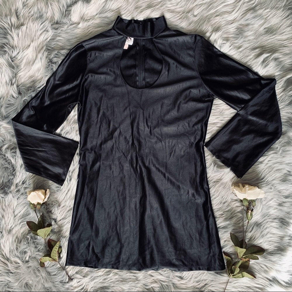 Vtg black mod go go dancer costume mini dress